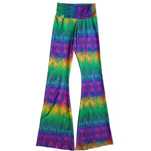 Rainbow Snakeskin Flare Yoga Pants Leggings High Waisted Festival Rave Medium